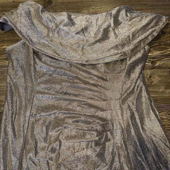 ALEX EVENINGS 18W Glitter Gold Wrap Neck Dress NWOT. 14 - Picture 7 of 12